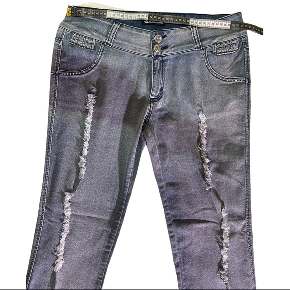 Distressed vintage ripped Jeans with rhinestones, only used once size13 - Picture 5 of 7
